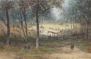 Openlucht Bijeenkomst by Johannes Pieter Van Wisselingh Oil Painting