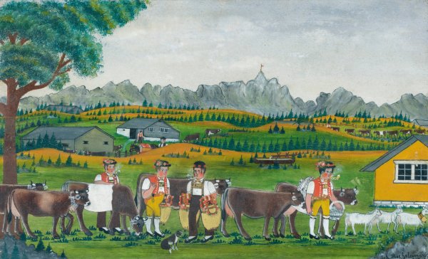 Arriving At The Alp by Johannes Rechsteiner - Hand-Painted Oil Painting Reproduction