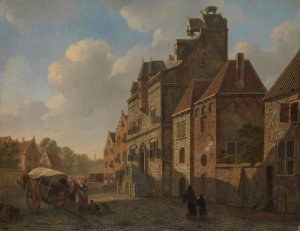 View in Dordrecht by Johannes Schoenmakers Oil Painting