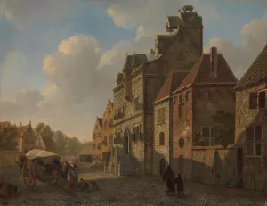 View in Dordrecht by Johannes Schoenmakers Oil Painting