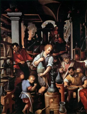 An Alchemist's Laboratory by Johannes Stradanus Oil Painting