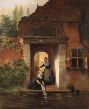 Bei der Wasche by Johannes Stroebel Oil Painting
