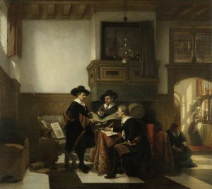 De staalmeesters van de Leidse Saaihal by Johannes Stroebel Oil Painting