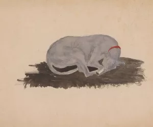 Slapende hond Oil painting by Johannes Tavenraat