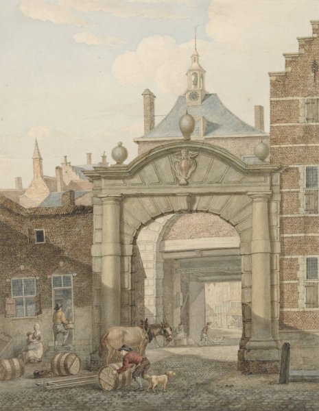 Doorkijkje door een poort te Dordrecht  by Johannes Van Lexmond - Hand-Painted Oil Painting Reproduction