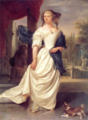 Portrait of Margaretha Delff, Wife of Johan de la Faille by Johannes Verkolje - Oil Painting Reproduction