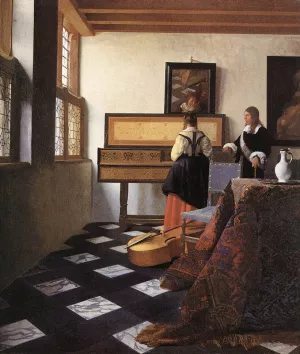 A Lady at the Virginals with a Gentleman by Johannes Vermeer Oil Painting