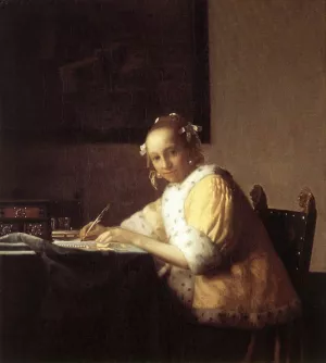 A Lady Writing a Letter painting by Johannes Vermeer