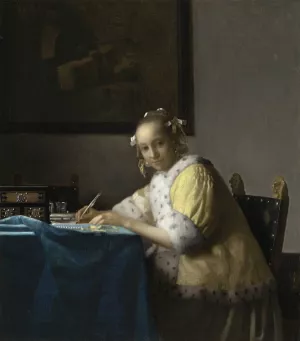 A Lady Writing by Johannes Vermeer Oil Painting