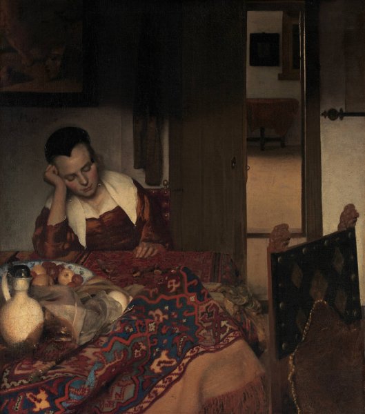 A Maid Asleep  by Johannes Vermeer - Hand-Painted Oil Painting Reproduction