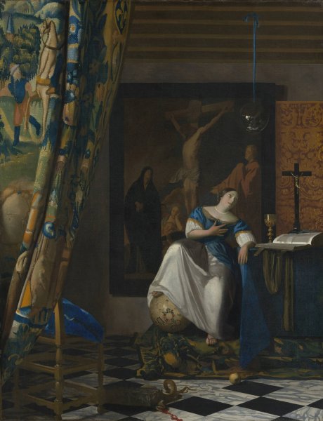 Allegory of the Catholic Faith  by Johannes Vermeer - Hand-Painted Oil Painting Reproduction
