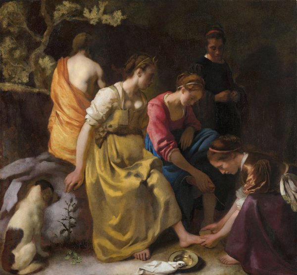 Diana and Her Nymphs  by Johannes Vermeer - Hand-Painted Oil Painting Reproduction