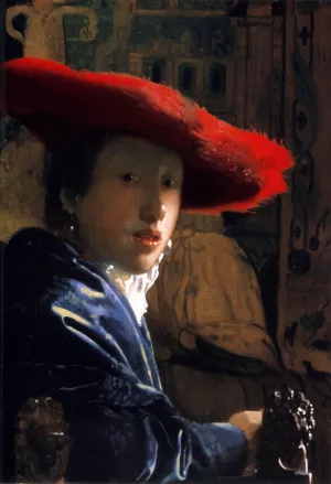 Girl with a Red Hat by Johannes Vermeer - Oil Painting Reproduction