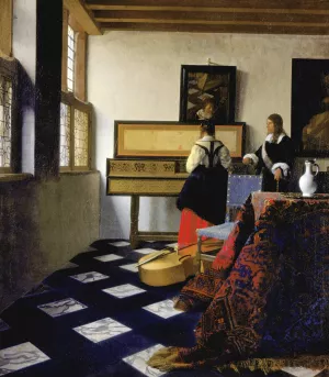 Lady At The Virginal With A Gentleman, 'the Music Lesson' by Johannes Vermeer Oil Painting