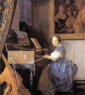 Lady Seated at a Virginal by Johannes Vermeer - Oil Painting Reproduction