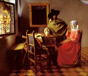 The Glass Of Wine by Johannes Vermeer - Oil Painting Reproduction