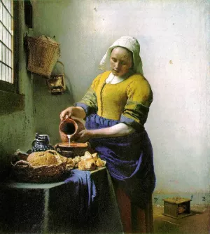 The Milkmaid Oil painting by Johannes Vermeer