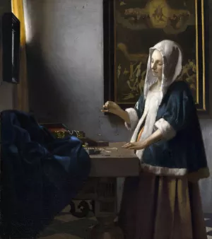 Woman Holding a Balance by Johannes Vermeer Oil Painting