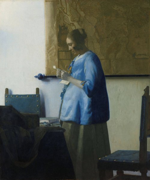 Woman Reading a Letter  by Johannes Vermeer - Hand-Painted Oil Painting Reproduction