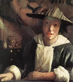 Young Girl with a Flute Oil painting by Johannes Vermeer