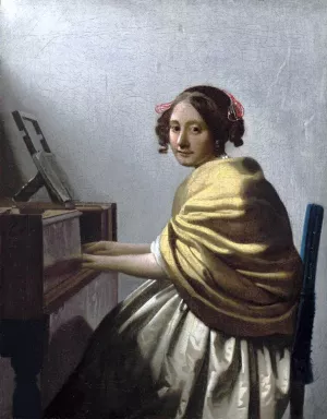 Young Woman Seated at the Virginals by Johannes Vermeer Oil Painting
