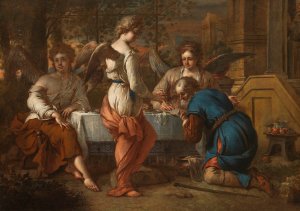 Abraham and the Angel by Johannes Voorhout Oil Painting