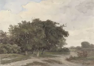 Landschap met bomen Oil painting by Johannes Warnardus Bilders