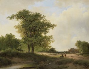 Landscape with Farmstead by Johannes Wernardus Bilders Oil Painting