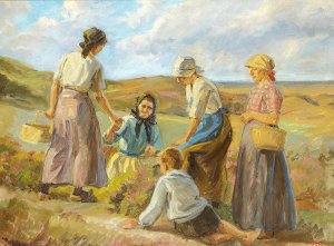 Kvinder i klitterne ved Skagen by Johannes Wilhjelm Oil Painting