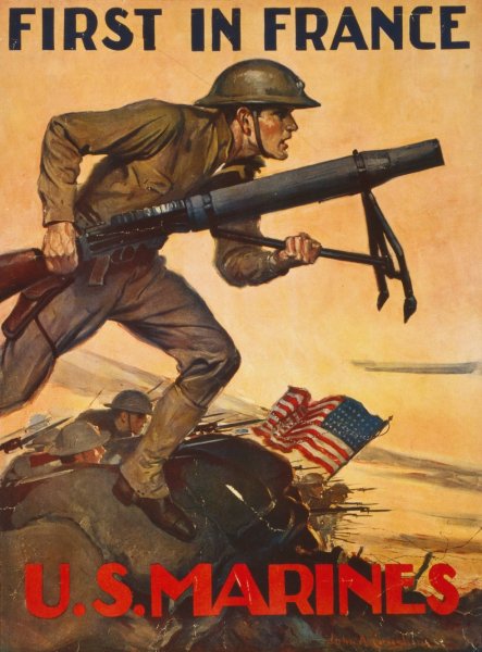 Main Product Photo of First in France-U.S. Marines  Painting by John A. Coughlin