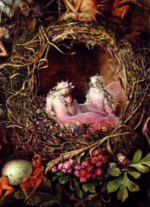 Fairies In A Bird's Nest (detail 1) by John Anster Christia Fitzgerald Oil Painting