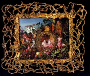 Fairies In A Bird's Nest by John Anster Christia Fitzgerald Oil Painting