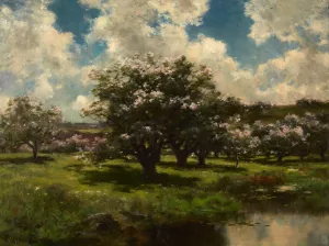 Apple Blossoms Near a Pond by John Appleton Brown Oil Painting