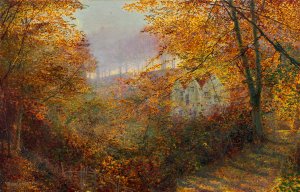 A House in a Clearing by John Atkinson Grimshaw Oil Painting