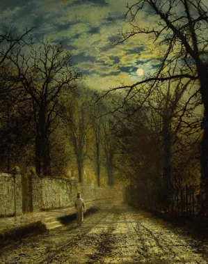 A Moonlit Street by John Atkinson Grimshaw A Moonlit Street by John Atkinson Grimshaw Oil Painting