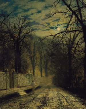 A Moonlit Street by John Atkinson Grimshaw Oil Painting