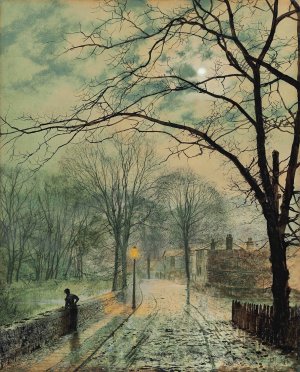 A moonlit stroll, Bonchurch, Isle of Wight Oil painting by John Atkinson Grimshaw