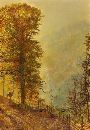 A Rabbit Hunter On A Riverside Road by John Atkinson Grimshaw Oil Painting