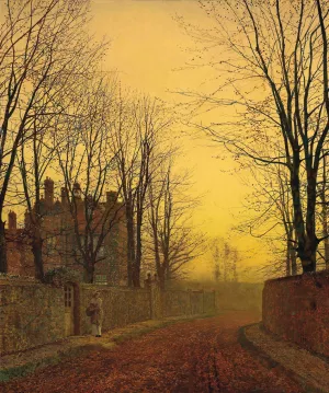 An autumn lane by John Atkinson Grimshaw An autumn lane by John Atkinson Grimshaw Oil Painting