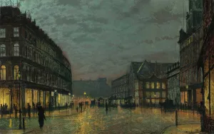 Boar Lane, Leeds by Lamplight by John Atkinson Grimshaw Boar Lane, Leeds by Lamplight by John Atkinson Grimshaw Oil Painting