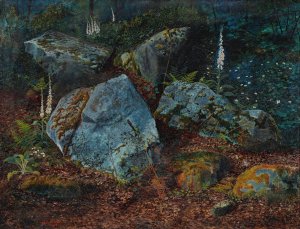 Boulders In Storsforth Wood by John Atkinson Grimshaw Oil Painting