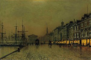 Greenock dockside by night by John Atkinson Grimshaw Oil Painting
