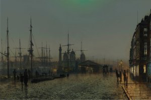Hull Docks At Night by John Atkinson Grimshaw Oil Painting