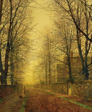 In Autumn's Golden Glow by John Atkinson Grimshaw Oil Painting