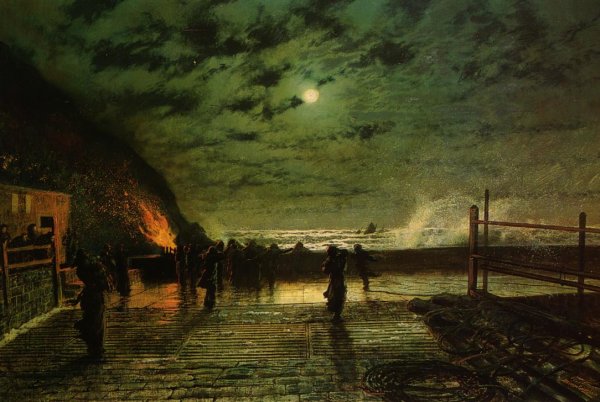 In Peril by John Atkinson Grimshaw - Hand-Painted Oil Painting Reproduction