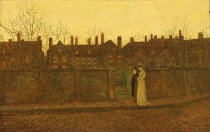 In the golden gloaming by John Atkinson Grimshaw Oil Painting