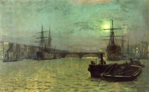 London Bridge - Half Tide Oil painting by John Atkinson Grimshaw