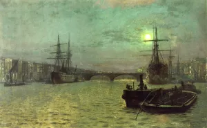 London Bridge - Half Tide by John Atkinson Grimshaw - Oil Painting Reproduction
