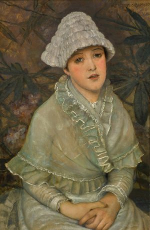My wee white rose by John Atkinson Grimshaw Oil Painting