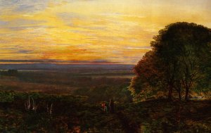Sunset from Chilworth Common, Hampshire Oil painting by John Atkinson Grimshaw